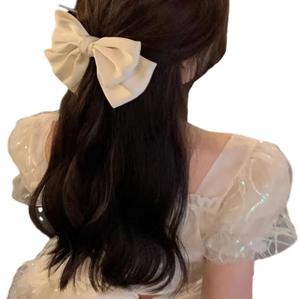 5for$10 Bow Hair Clips Dark Red Large Satin French Snap Ponytail Accessories - Picture 9 of 16